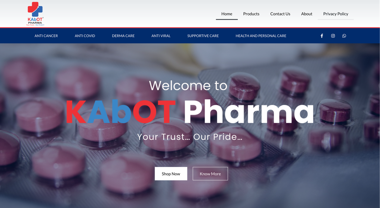 Kabot Pharma website preview