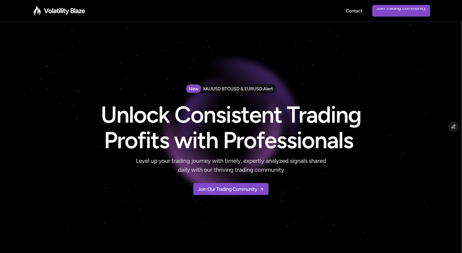 Volatility Blaze website preview